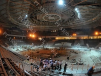 Инспекционная комиссия во время ознакомления с ходом строительства олимпийской спортивной арены в Олимпийском парке. Российская Федерация, Краснодарский край, г. Сочи. 27.06.2012 г. РГАКФД. Арх. № 8-268-цв.