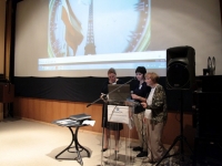 Выступление начальника отдела выставок и публикации архивных документов РГАКФД Е.Е. Колосковой (слева)