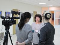 Р.М. Моисеева дает интервью представителям Красногорских СМИ